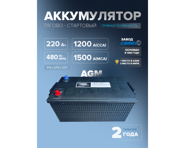 Аккумулятор CAMEL 6-QFD-220 220 Ач (AGM)
