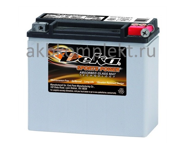 Мото аккумулятор Deka ETX20L (AGM) (YTX20L-BS, YB18L-A, 65989-97B, 6598997C)
