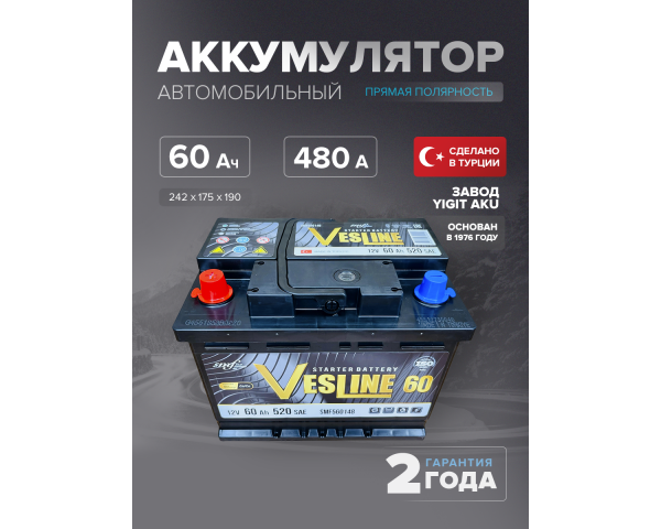 Аккумулятор Vesline 60 Ah SMF п.п. L2