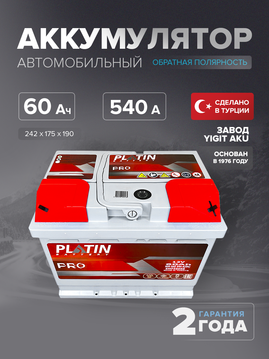 Аккумулятор Platin Pro 60 Ah о.п. SMF L2